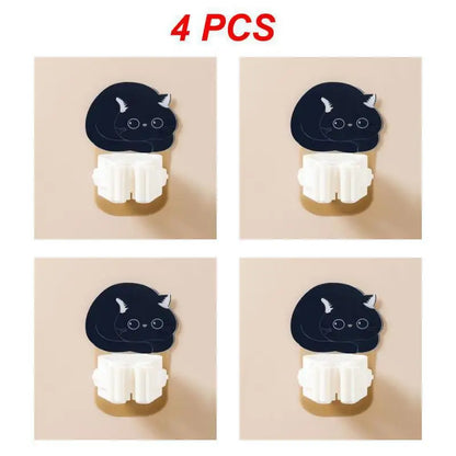 Wall-Mounted Cute Cat Hooks Organizer for Mop & Broom