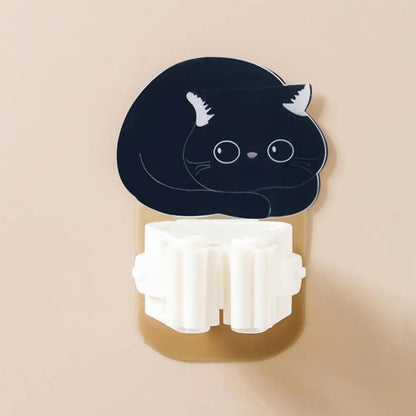 Wall-Mounted Cute Cat Hooks Organizer for Mop & Broom