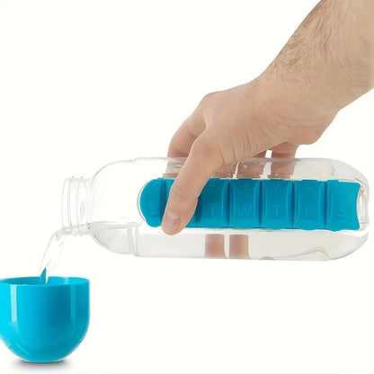 Portable Water Bottle with Pill Box