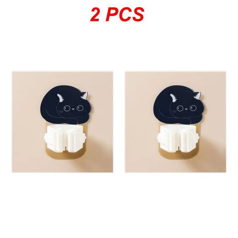 Wall-Mounted Cute Cat Hooks Organizer for Mop & Broom